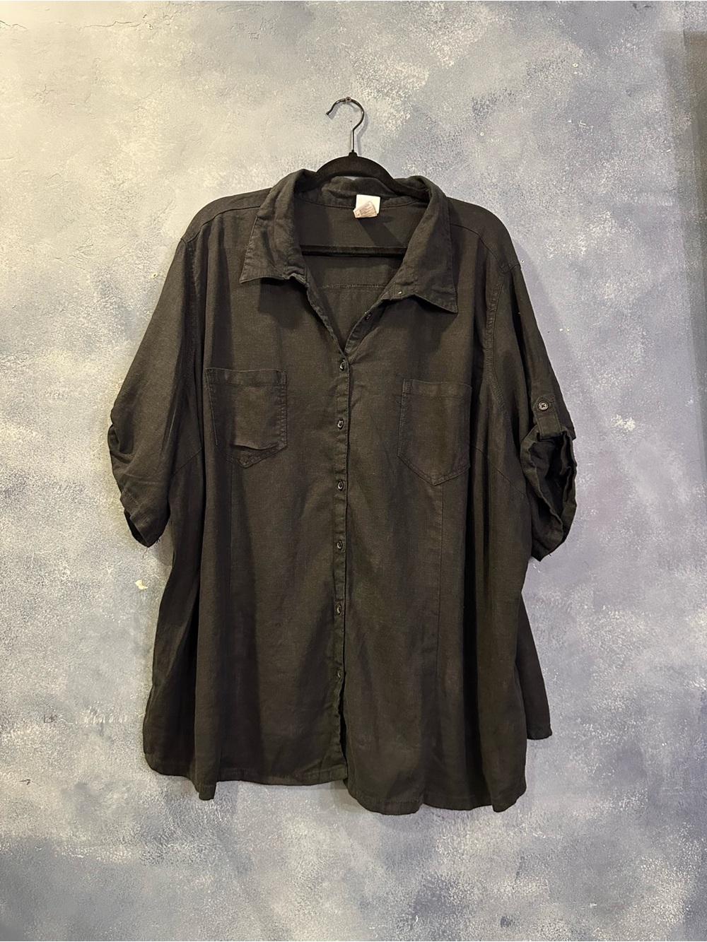 Just My Size Black Casual Button-Down Shirt